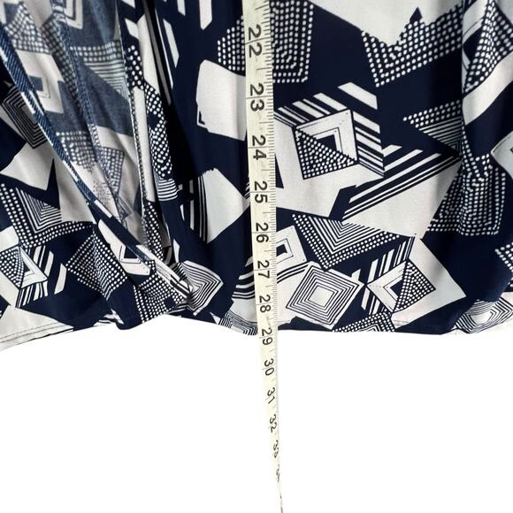 SJS Kimono Cardigan Womens 2XL Blue Geometric Open Front Relaxed Layering Flowy - Picture 9 of 12